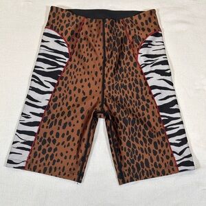 GOOD AMERICAN Essentials Animal Mix Print Zebra Leopard Biker Shorts 2